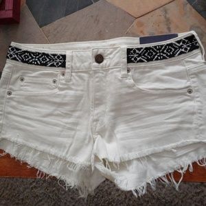 American Eagle Festival Shorts, Beading - White